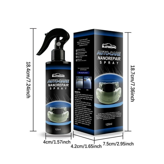 YATLTE Nano Repair Spray, Super Hydrophobic Glass Anti-Oxidation Liquid Ceramic Coating for Car Body Scratch Polish with Wipe & Sponge (120ml, Pack of 1)