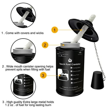 YATLTE Outdoor Torch Canisters, Torch Replacement Canister, Citronella Torch Fuel Canisters with Wicks and Covers, Outdoor Patio Torch for Luau Party, DIY Garden Torch Decor