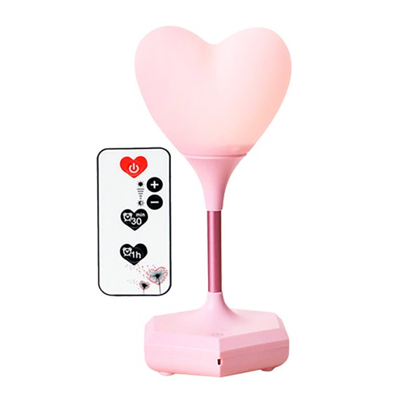 YATLTE Pink Table Lamp, Heart Shape Night Light, Bedside Decorative Light USB Charging Lamp Home Illuminated Decor Light for Day Remote Control Decorate