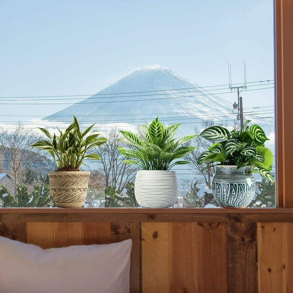 YATLTE Potted Window Clings for Glass, Removable Glass Stickers, Green Plant Window Decals, Tree Leaf Realistic Botanical, Static Window Cling for Home Decor