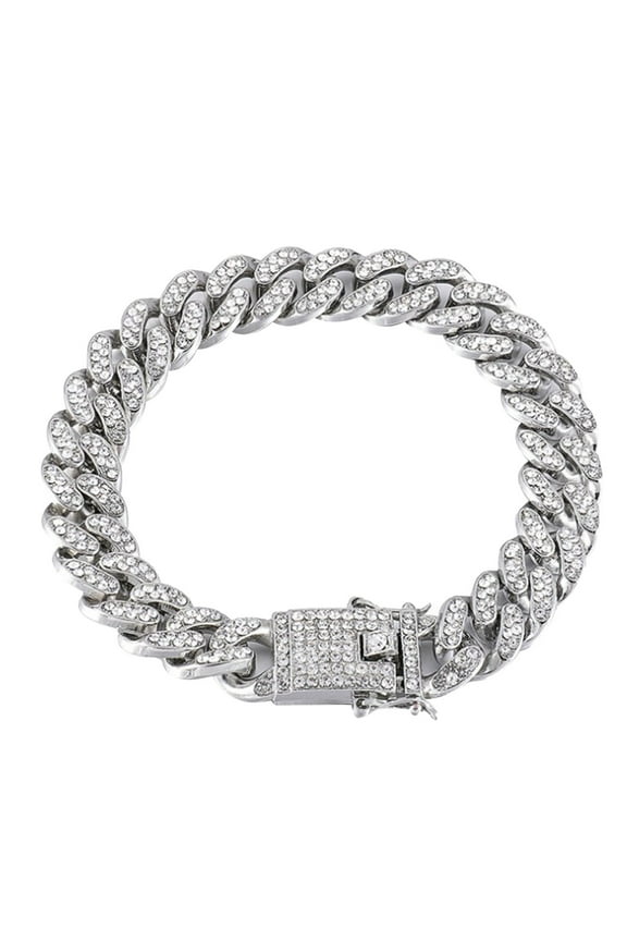 Rhinestone Open Cuff Bracelets, Iced Out Bracelet for Men Cuban Link Watch Bracelets, Diamond Miami Cuban Bracelets, Bracelet Hip Hop Rapper Jewelry Gift for Men