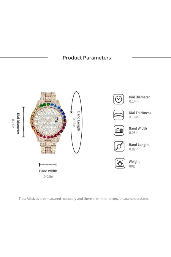 Round Luxury Women Watch, Bling-ed Out Colorful Full Diamond Watches, Fashion Quartz Analog Stainless Steel Band Bracelet Wrist Watch