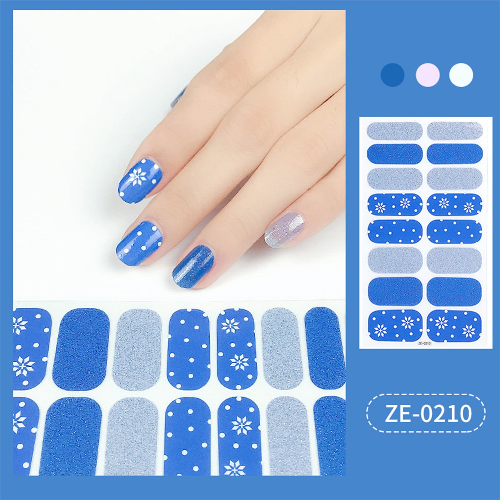 YATLTE Semi Cured Gel Nail Strips, Gel Stickers for Nails UV Light Required, Blue Cay Eye Gel