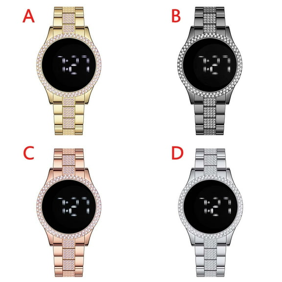 YATLTE Stainless Steel Digital Watches for Women, LED Ladies Digital Watches Business Watch for Women Quart Waterproof Elegant Female Wristwatch