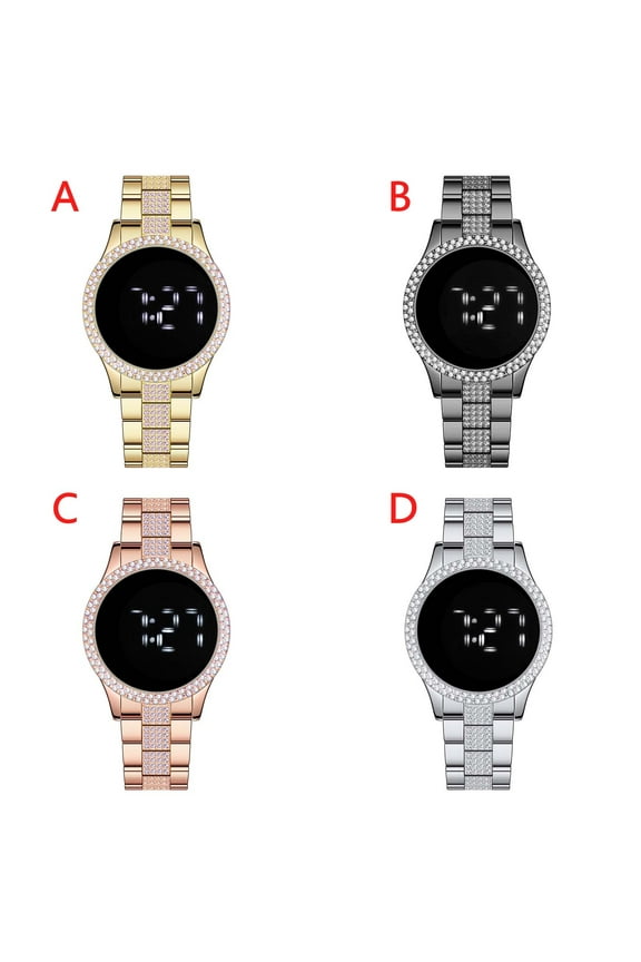 Stainless Steel Digital Watches for Women, LED Ladies Digital Watches Business Watch for Women Quart Waterproof Elegant Female Wristwatch