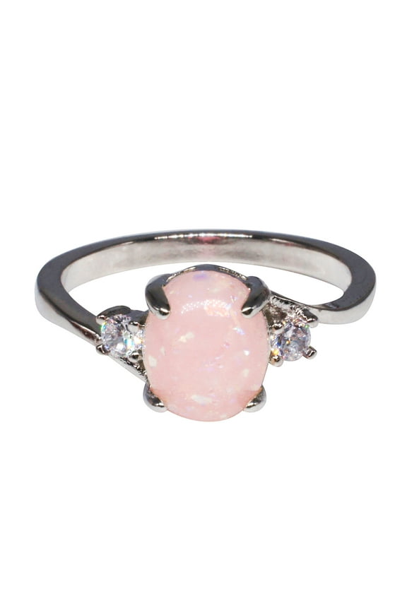 Sterling Silver Ring, Exquisite Women's 925 Sterling Silver Ring, Oval Cut Fire Opal Diamond Jewelry Birthday Proposal Gift Bridal Engagement Party Band Rings