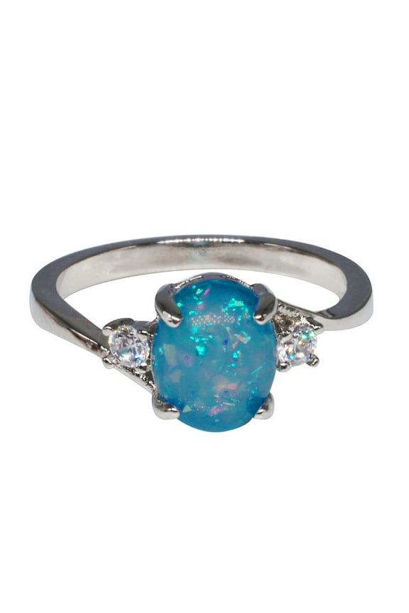 Sterling Silver Ring, Exquisite Women's 925 Sterling Silver Ring, Oval Cut Fire Opal Diamond Jewelry Birthday Proposal Gift Bridal Engagement Party Band Rings