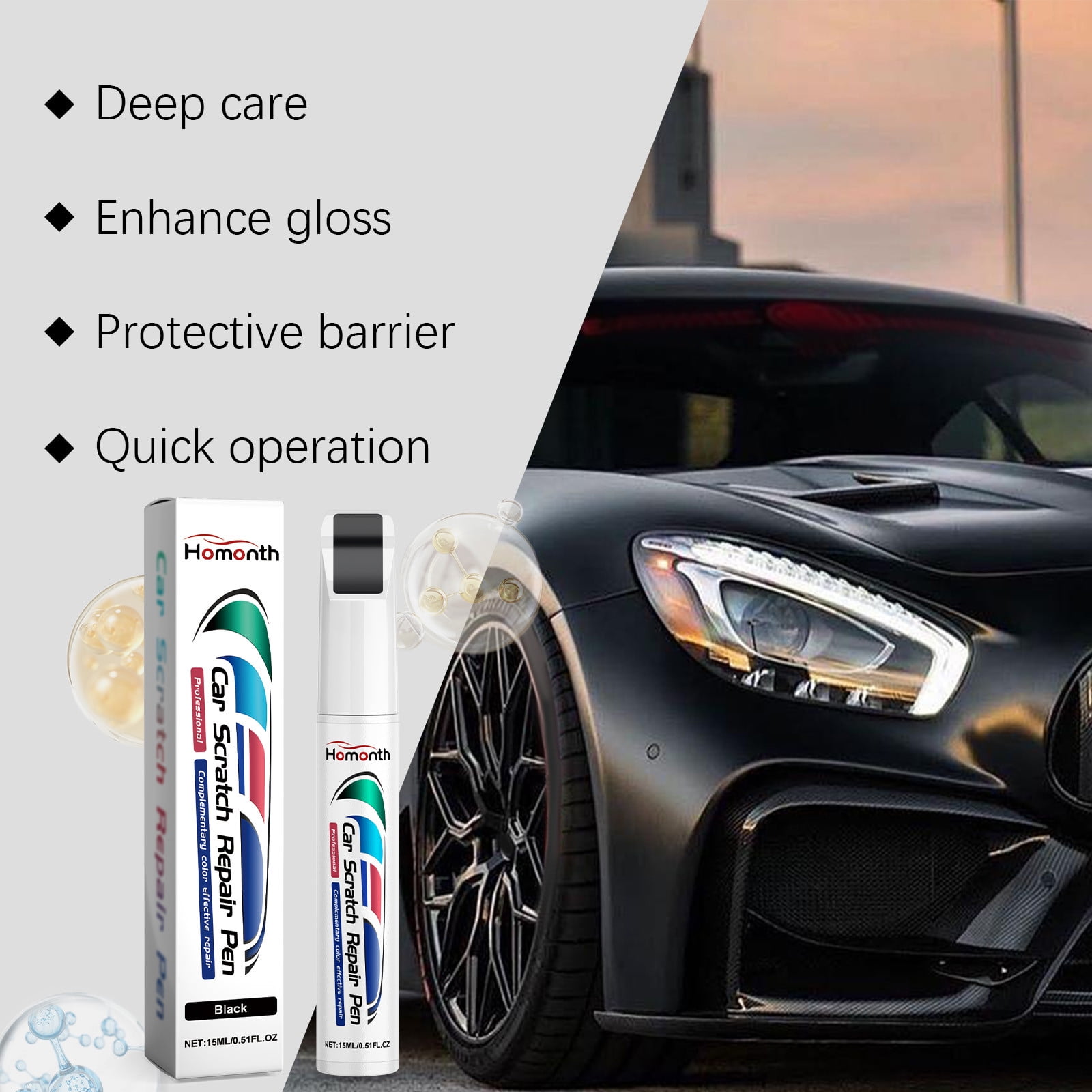 YATLTE Touch Up Paint for Cars, Two-In-One Car Touch Up Paint Fill Paint Pen, Black Car Paint Scratch Repair, Quick & Easy Solution to Repair Minor Automotive Scratches