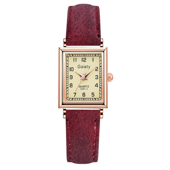 YATLTE Vintage Women's Rectangle Wrist Watch, Thin Elegant Simple Square Quartz Watches with Leather Strap, Waterproof Analog Watches for Females Students Ladies