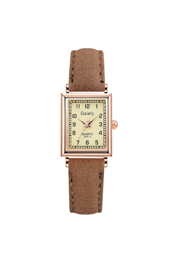 Vintage Women's Rectangle Wrist Watch, Thin Elegant Simple Square Quartz Watches with Leather Strap, Waterproof Analog Watches for Females Students Ladies