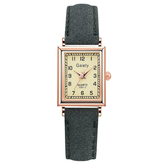 YATLTE Vintage Women's Rectangle Wrist Watch, Thin Elegant Simple Square Quartz Watches with Leather Strap, Waterproof Analog Watches for Females Students Ladies