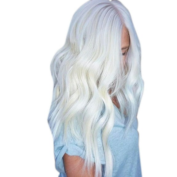 YATLTE White Wig With Bangs Long Wavy Wig, White Long Body Wave Synthetic Lace Front Wigs, Natural Looking White Long Wavy Synthetic Wig for Women Cosplay Daily Use Hair Wig