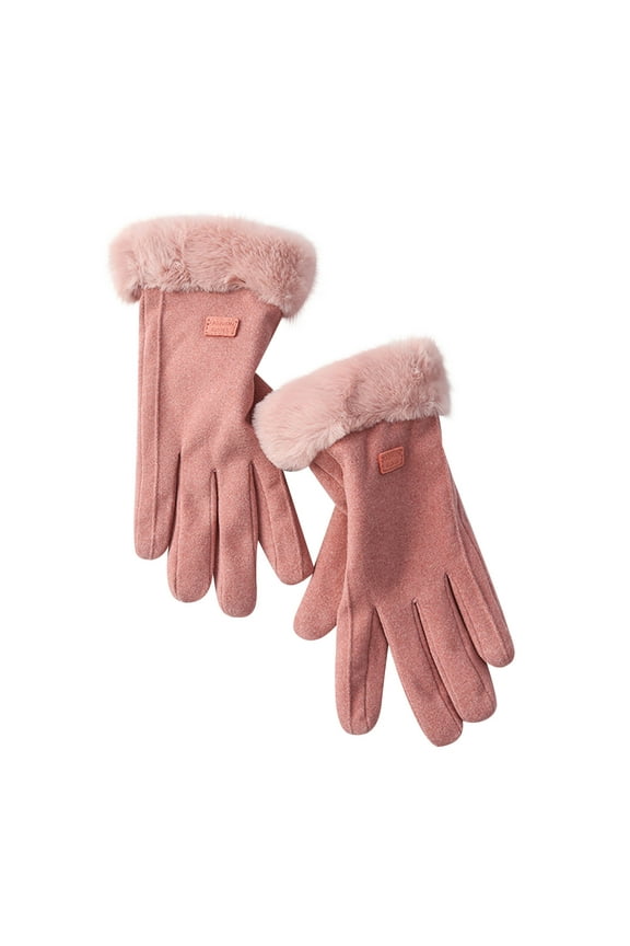 Winter Leather Gloves for Women, Wool Fleece Lined Warm Gloves, Touch Screen Water Resistant Windproof Thermal for Running Cycling Driving Hiking Warm Gifts