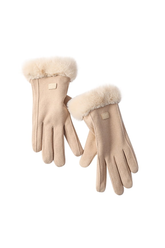 Winter Leather Gloves for Women, Wool Lined Warm Gloves, Touch Screen Water Resistant Windproof Thermal for Running Cycling Driving Hiking Warm Gifts