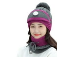 thumbnail image 1 of YATLTE Winter Scarf Mask Set for Women, Fleece Lined Womens Beanie Knit Hat with Brim, Thickened Woolen Cap with Warm Mask and Neck Scarf, 1 of 2