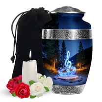 YATSKIA Blue Music at Forest Large Memorial Urns for Human Ashes Adult Brother and Sister, Decorative Cremation Urn for Ashes Adult, (200 Cubic, Large 10 Inch)