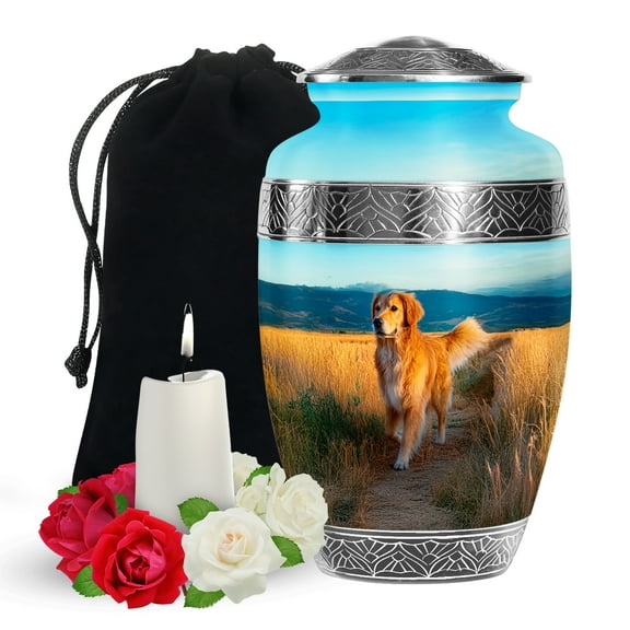 YATSKIA Dog Large Burial Urns for Human Ashes Adult Mother and Father, Decorative Funeral Urn for Ashes Adult, (200 Cubic, Large 10 Inch)