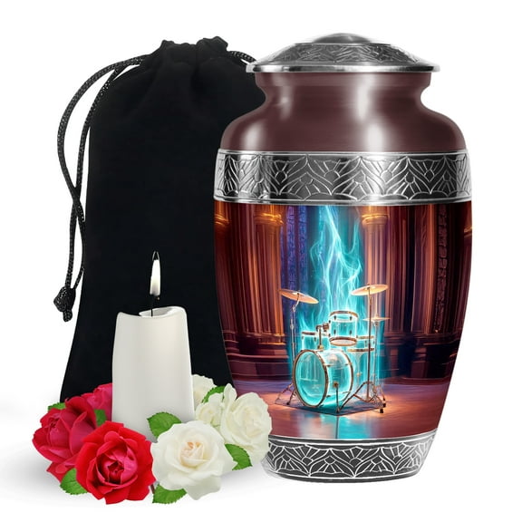 YATSKIA Drums Large Cremation Urns for Human Ashes Adult Brother and Sister, Decorative Memorial Urn for Ashes Adult, (200 Cubic, Large 10 Inch)