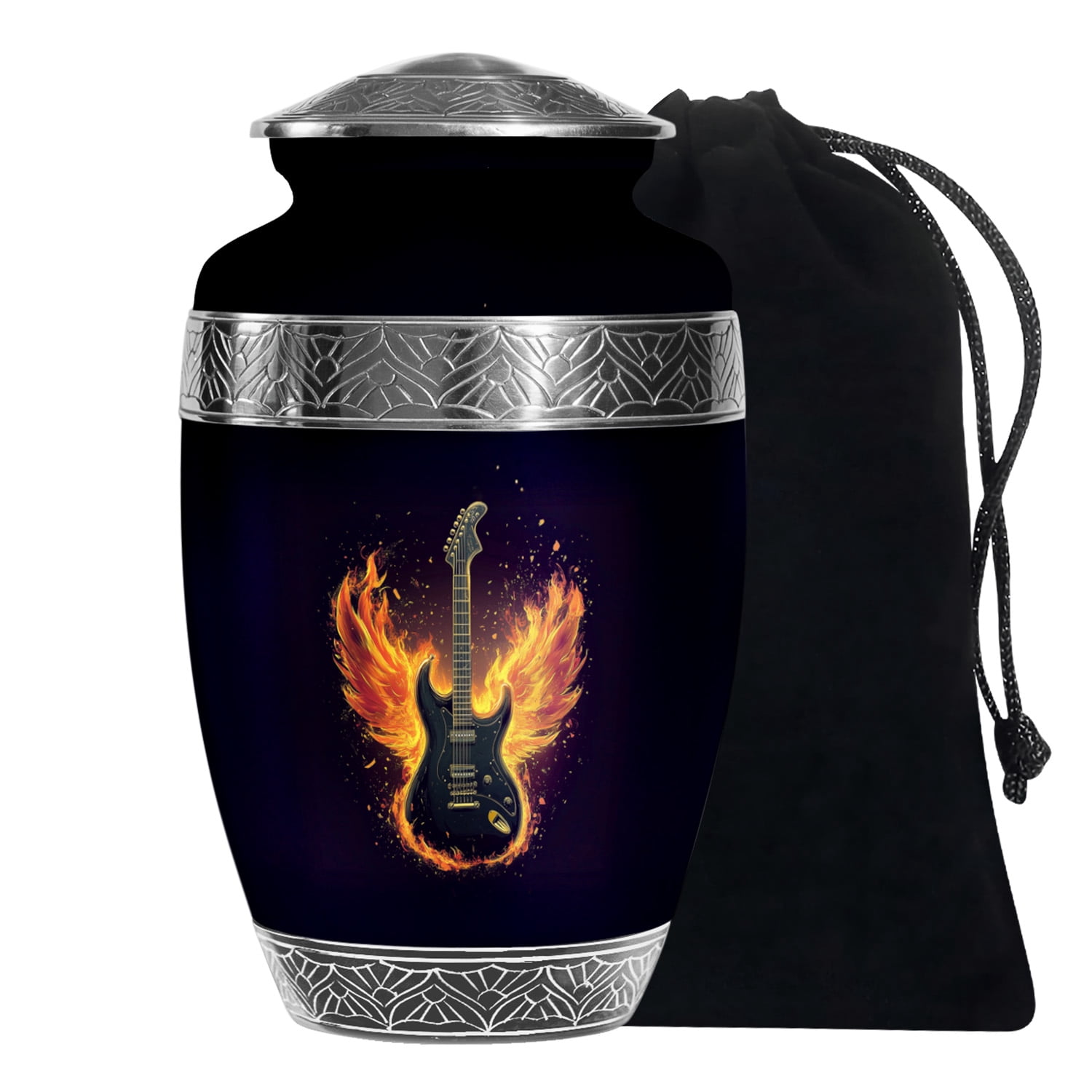 YATSKIA Flaming Angel Wings Guitar Urns For Human Ashes Adult Man And Women, Memorial Urns For Ashes Adult Female And Male, (200 Cubic, Large 10 Inch)