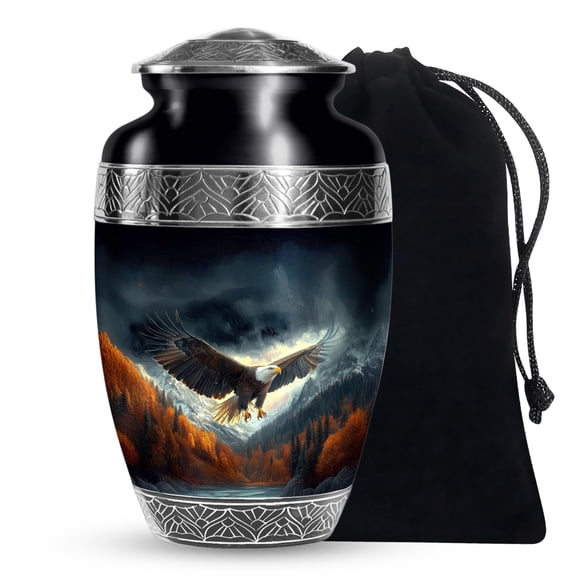 YATSKIA Flying Eagle Memorial Large Urns For Human Ashes Adult Man And Woman, Funeral Urns For Human Ashes Adult Male, (200 Cubic, Large 10 Inch)