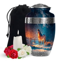 YATSKIA Horse Large Urn for Adult Ashes Mother and Father, Decorative Memorial Urns for Human Ashes, (200 Cubic, Large 10 Inch)