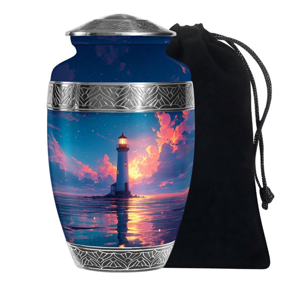 YATSKIA Lighthouse Sea Large Funeral Urns For Ashes Adult Man And Women , Decorative Urns For Human Ashes Adult Male And Female, (200 Cubic, Large 10 Inch)