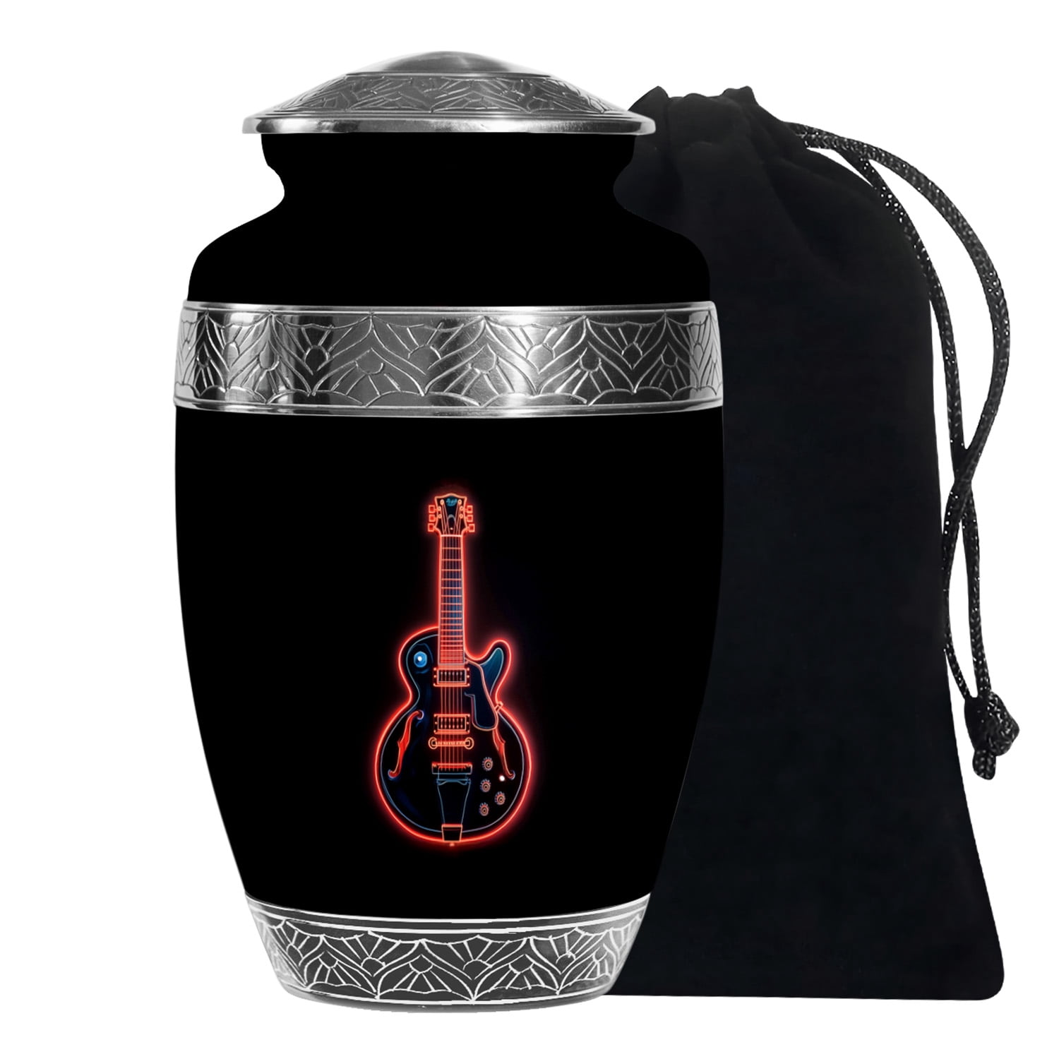 YATSKIA Neon Guitar Large Funeral Urns For Adult Ashes Men And Women, Cremation Urns For Human Ashes Adult Men And Women, (200 Cubic, Large 10 Inch)