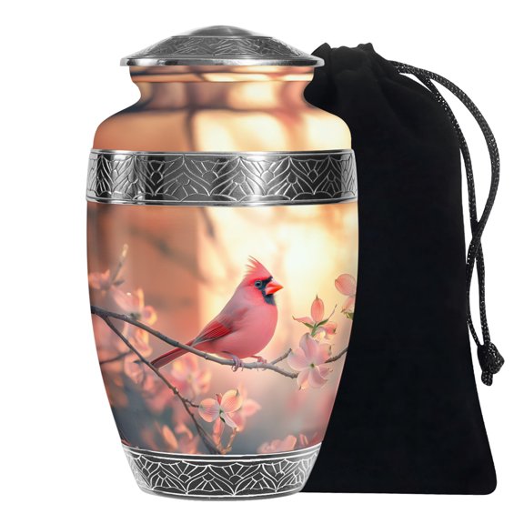 YATSKIA Red Cardinal Bird Large Funeral Urn For Ashes Of Adult Male And Female, Burial Urn For Human Ashes Of Women, (200 Cubic, Large 10 Inch)