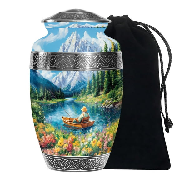 YATSKIA Riverside Fishing Burial Urns For Human Ashes Adult Woman And Man, Cremation Urns For Human Ashes Adult Female And Male, (200 Cubic, Large 10 Inch)