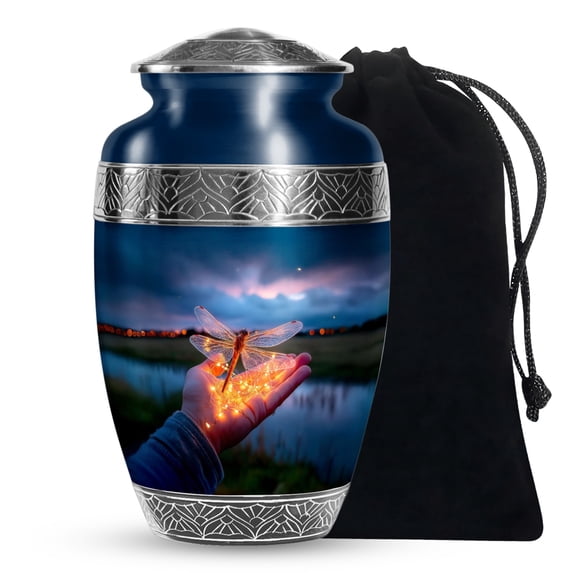 YATSKIA Sparkling Wings Dragonfly Cremation Urns For Human Ashes Male Or Female, Memorial Urn For Human Ashes Adult Women And Men, (200 Cubic, Large 10 Inch)