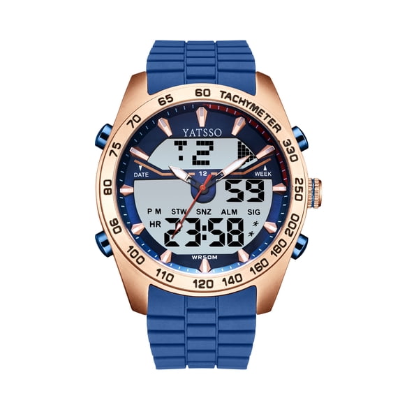 YATSSO Men's Military Watch Outdoor Sports Electronic Watch Tactical Army Wristwatch LED Stopwatch Waterproof Digital Analog Watches