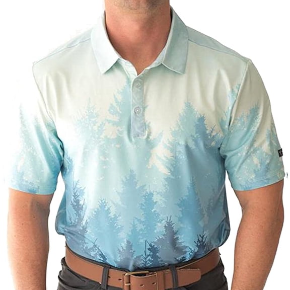 YATTA GOLF Standout Performance Golf Polo Shirts – Men’s – Primal Forest – S