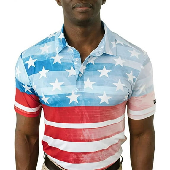 YATTA GOLF Standout Performance Golf Polo Shirts – Men’s – The Patriot – XL