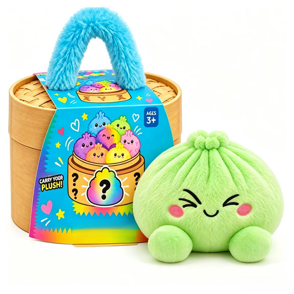 YATingW Cute Monster Face Green Mystery Dumpling Plush Toy, Kawaii Steamed Bun Plushie with Embroidered Face, Soft Squeezable Fidget Plush, Desk Decor Holiday Birthday Gift for Kids