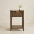 thumbnail image 1 of YAURA 12" Shallow Nightstand, Mid-Century Modern Fluted Bedside Table with Drawer, Compact Walnut End Table for Small Spaces, 1 of 9