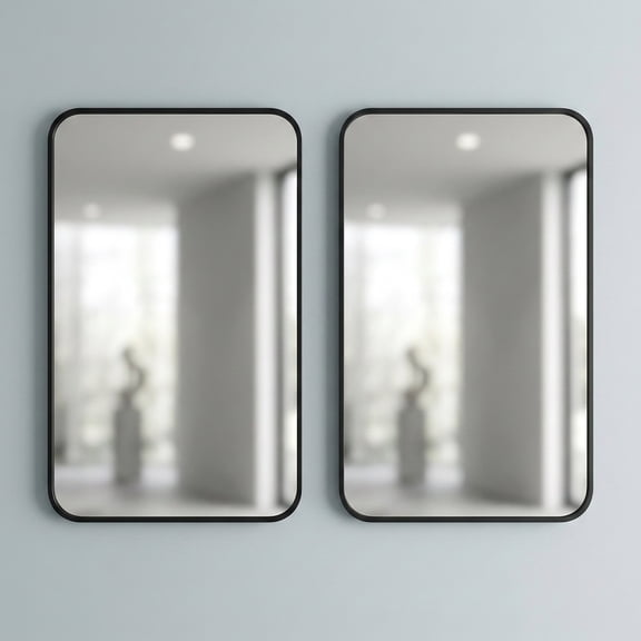 YAURA 2-Pack 22"x30" Matte Black Bathroom Vanity Mirrors, Rectangular Wall Mirror with Rigid Metal Frame, Shatterproof & Moisture-Resistant