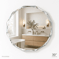 thumbnail image 1 of YAURA 30" Large Round Wall Mirror with Diamond-Cut Beveled Edge, Frameless Decorative Bathroom Vanity Mirror with Solid Backing, Modern Glam Wall Decor for Living Room, Entryway, 1 of 8