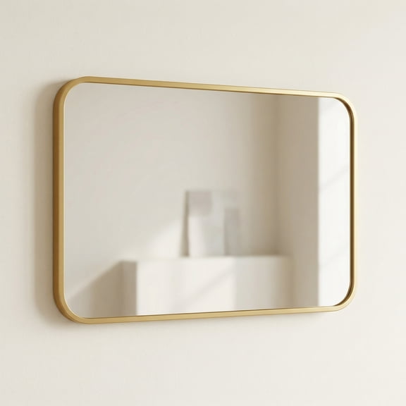 YAURA 30"x48" Oversized Matte Gold Bathroom Vanity Mirror, Deep Set Metal Frame Wall Mirror, Modern HD Shatterproof & Rustproof
