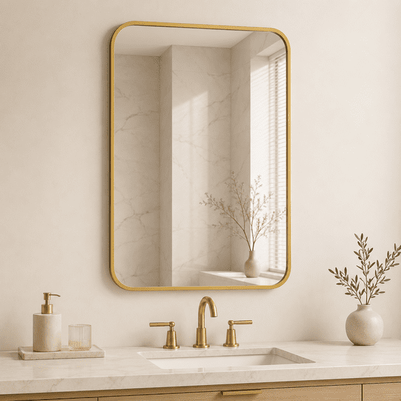 YAURA Matte Metal Bathroom Vanity Mirror – 30x36 / 30x48 Inch, Flush Mount Deep Set Wall Mirror, HD Shatterproof Glass, Rustproof, 1 Pack – Black or Gold Finish