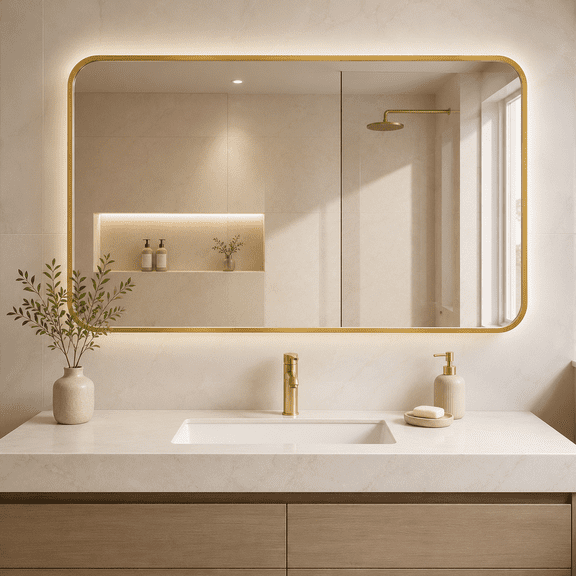 YAURA Matte Metal Bathroom Vanity Mirror – 30x36 / 30x48 Inch, Flush Mount Deep Set Wall Mirror, HD Shatterproof Glass, Rustproof, 1 Pack – Black or Gold Finish