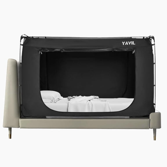 YAVIL Queen Size Bed Tent Bed Canopy, Portable Sleep Tents Dream Tents Indoor for Kids and Adult, Blackout 93% Breathable Privacy with Three Doors