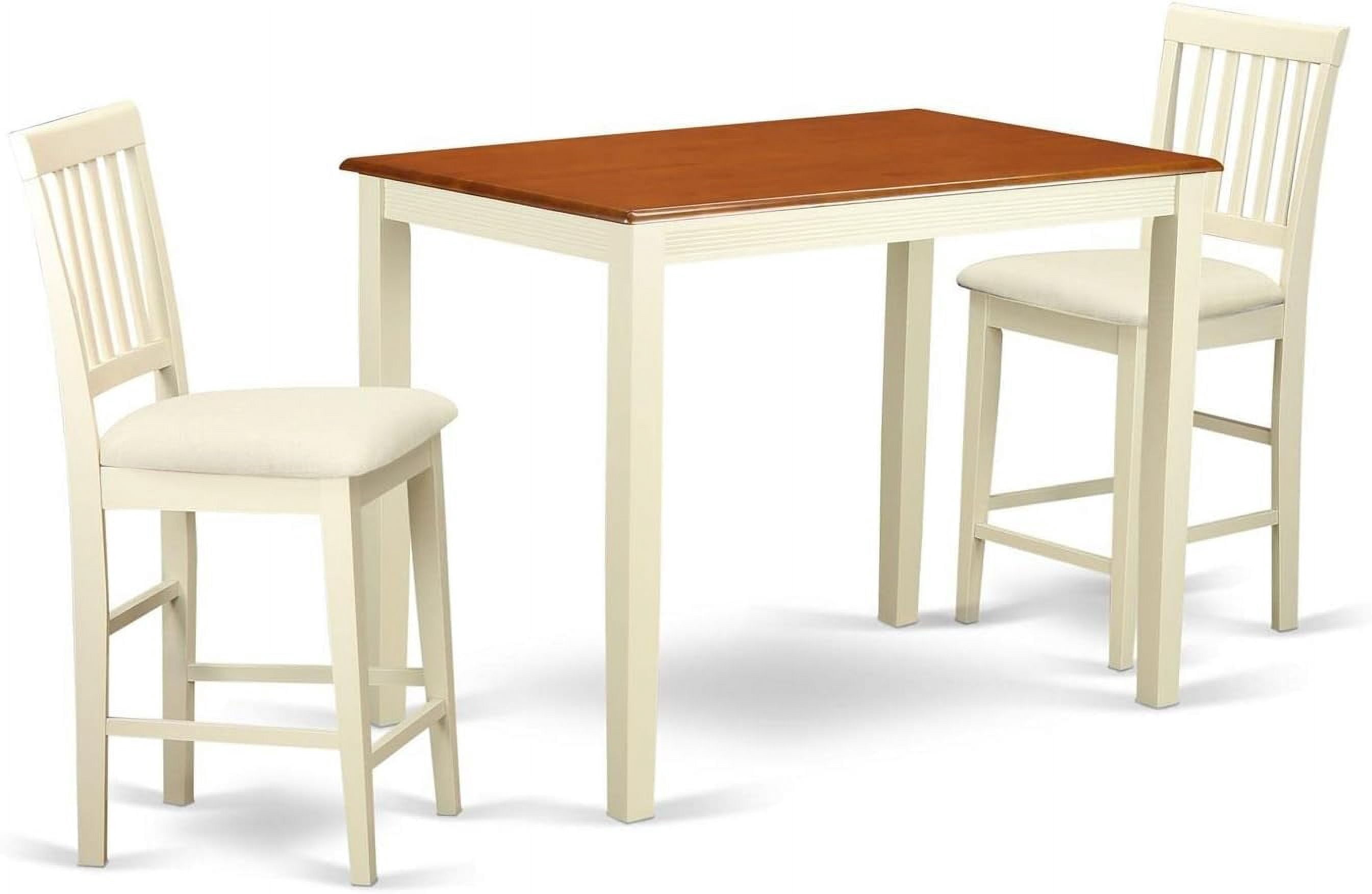 YAVN3-WHI-C 3 Piece Kitchen Counter Height Dining Table Set Contains a Rectangle Pub Table and 2 ...