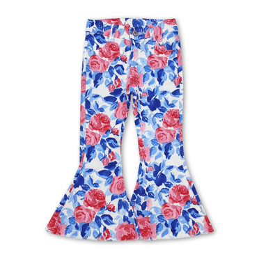 YAWOO Boutique Flower Little Girls Kids Jeans Fashion Flare Denim Pants 6M-16Years