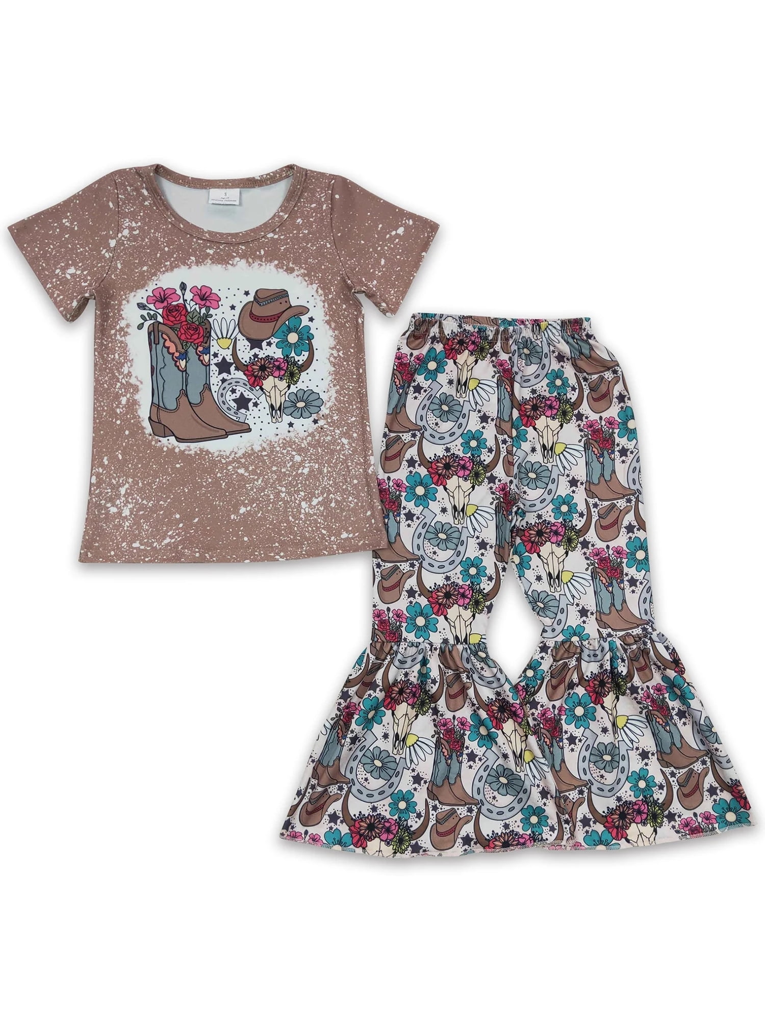 YAWOO Cowgirls Baby Girls Clothing Set Boutique Kids Flare Pants
