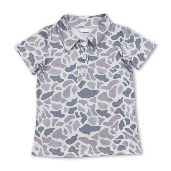 YAWOO Summer Little Boy's Hunting Camouflage Kids Polo Buttons Shirt,Size 3M-8Years