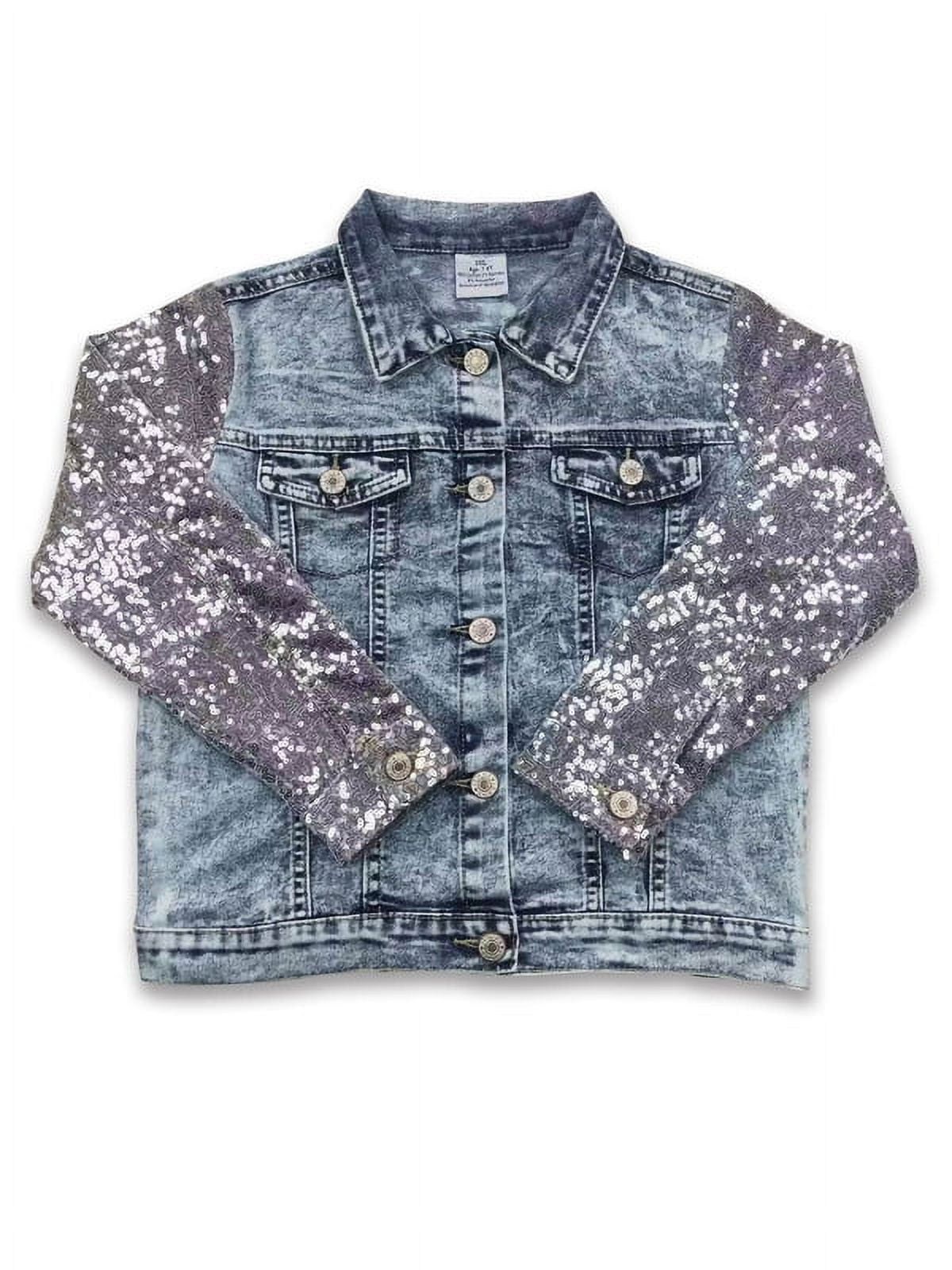 YAWOO Toddler Girl Classic Denim Jacket Shirt Sequin Morocco