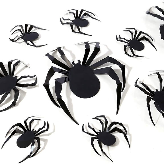 YAWUBT 24PCS Halloween 3D Spiders Decoration, Scary Realistic Black Spider Sticker DIY Windows Wall Decal for Home Decor Bathroom Indoor Hallowmas Party Supplies, PVC