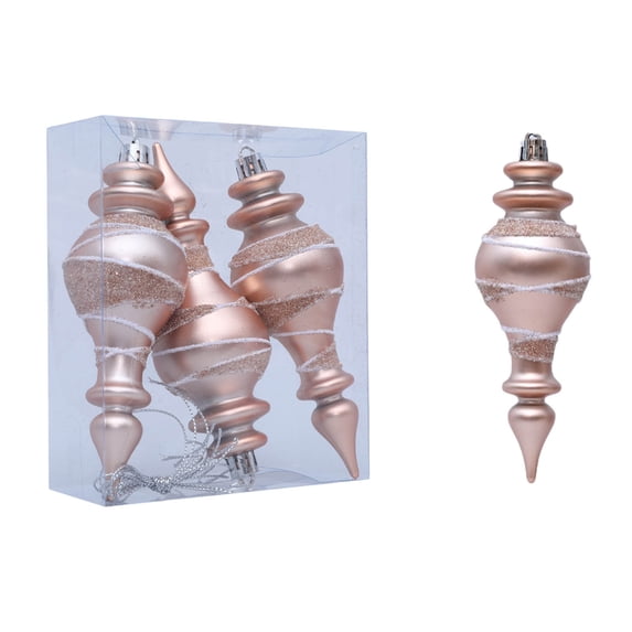 YAWUBT 3 Pcs Finial Drop Christmas Ornament Hanging Christmas Finial Ornaments Plastic Shatterproof Decor for Xmas Tree Winter Holiday Party Supplies, Shiny, Matte, Glitter