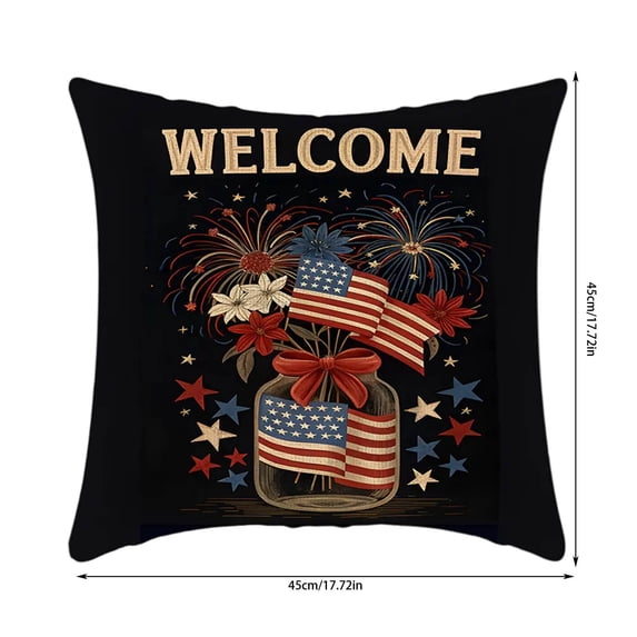 YAWUBT American Flag Outdoor Pillow Covers Decorative, Pillow Protector, 4th of July Fireworks Independence Day Lumbar Throw Pillowcases for Patio Couch Sofa Home Decor