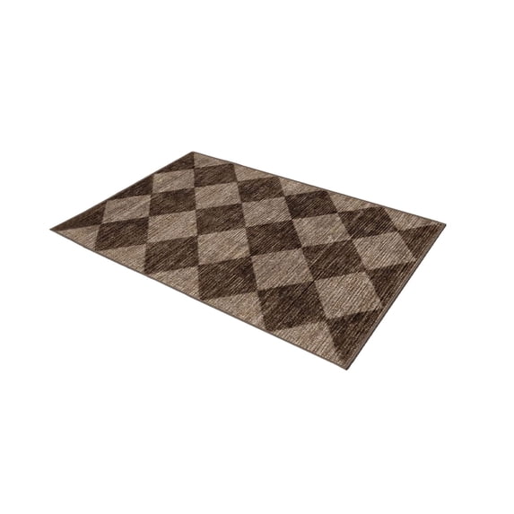 YAWUBT Brown Checkered Entry Rug - Non-Slip Washable Indoor Outdoor Front Door Mat Porch Rug Farmhouse Diamond Throw Carpet for Living Room Bedroom Entryway Kitchen Office Fall Porch Decor